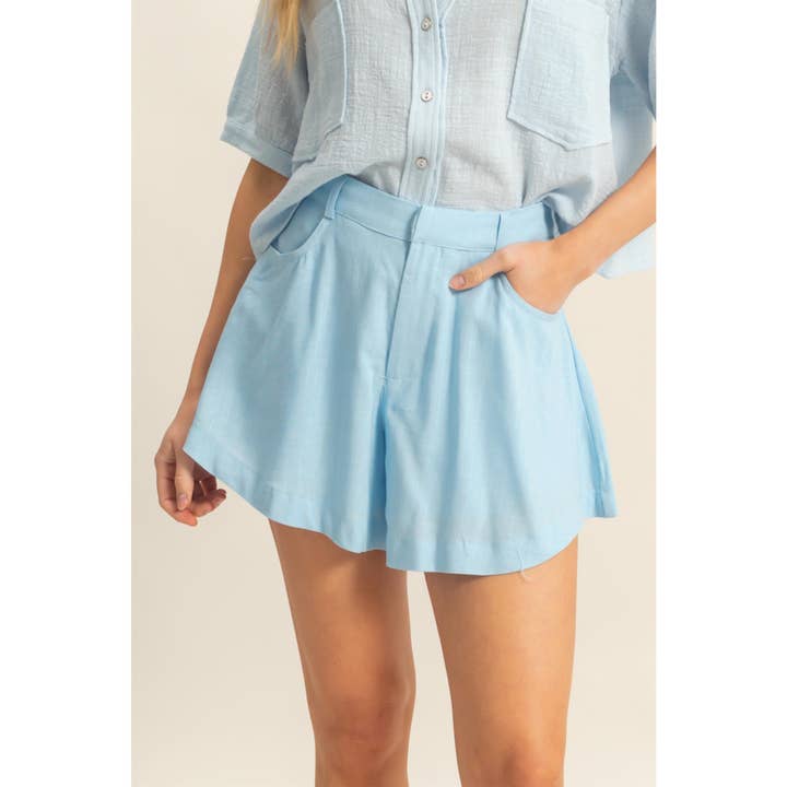 HYFVE - Wholesale Shorts - Women's - HF25A652-Linen Mid-Rise Flared Shorts