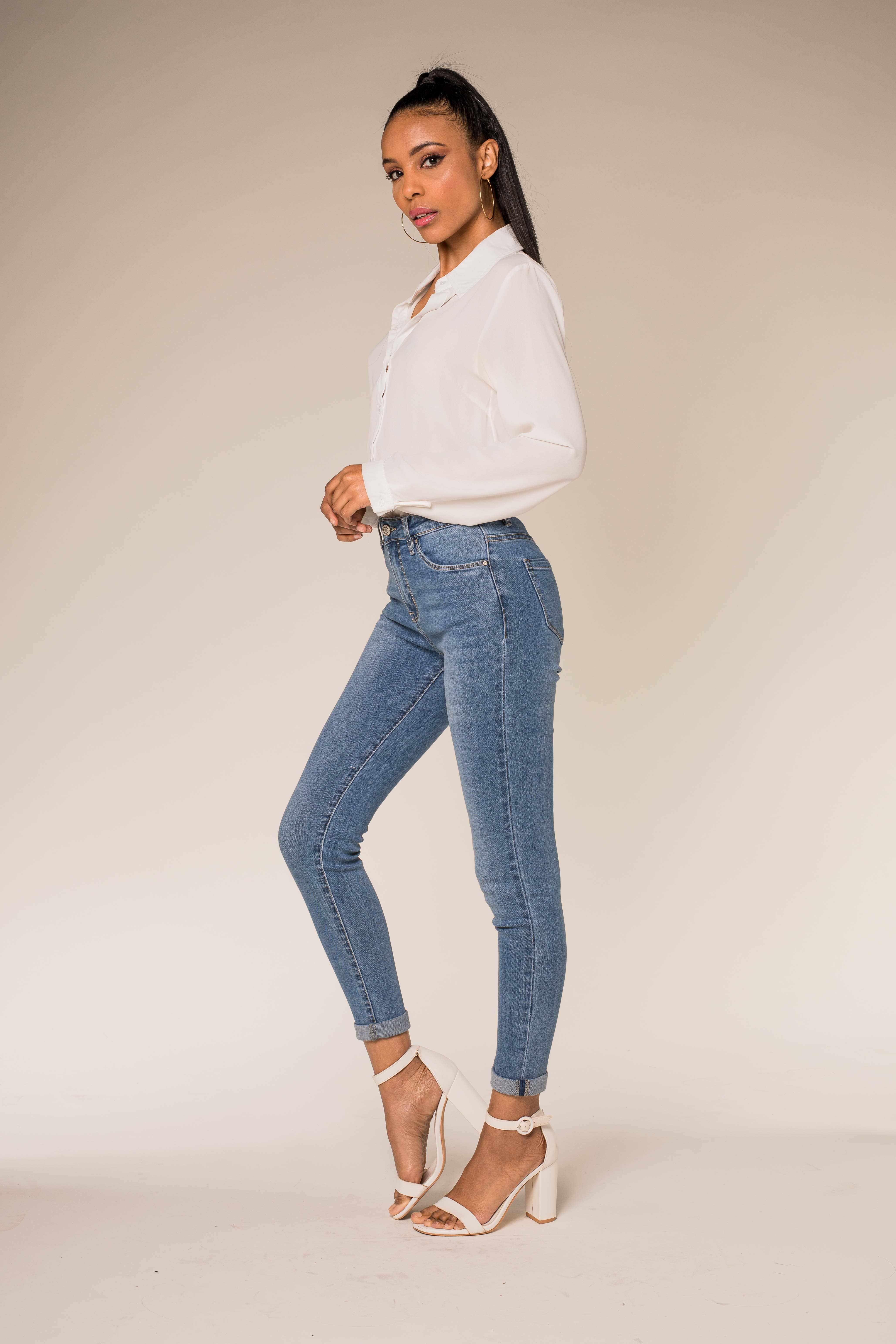 Nina Carter – Engroshandel Jeans - Dame – P078 stretch skinny bukser med høj talje26