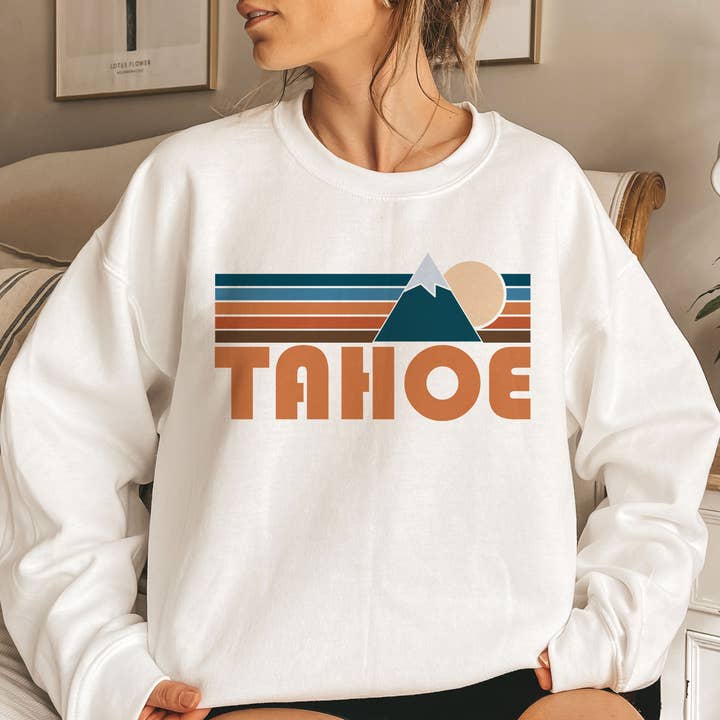White Tahoe Sweatshirt - Retro Unisex California Sweatshirt for wholesale on Faire1
