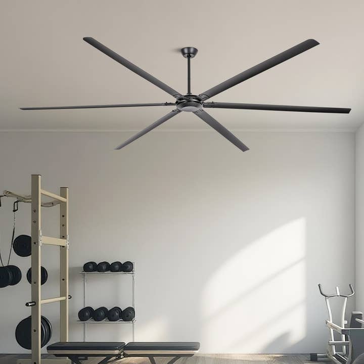Ceiling Fan Modern 120" Industrial 6-Blade Black Metal for wholesale by Brio Lighting