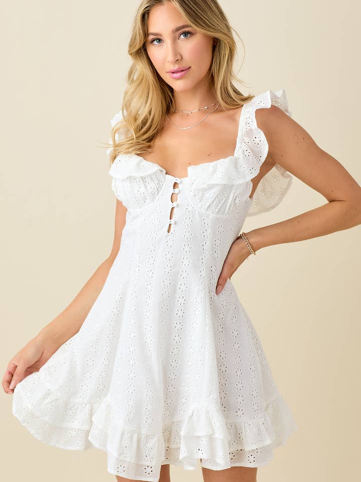 Vestido corto con bordado floral y tirantes elásticos para venta al por mayor de BABY PINK