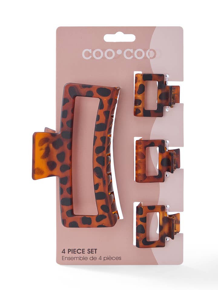 Vierkante matte klauw, geassorteerd formaat, 4 stuks, schildpad voor wholesale door CooCoo Beauty