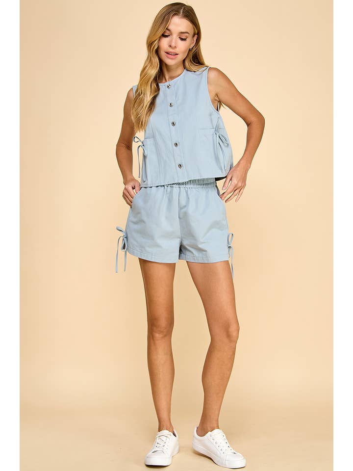 TCEC - Wholesale Shorts - Women's - CP10115-Denim Shorts With Side Pocket and Bow Tie.