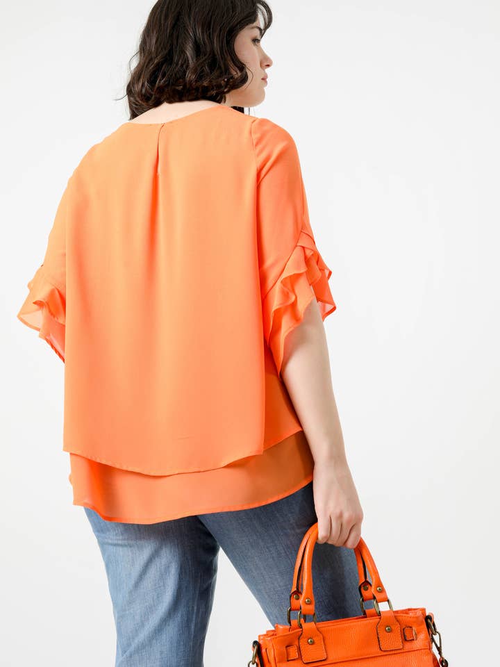 Layered blouse in plain voile for wholesale by Jean-Marc-Philippe