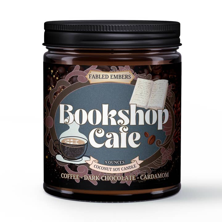 BOOKSHOP CAFE | Coffee Scented book lovers candle for wholesale by Fabled Embers