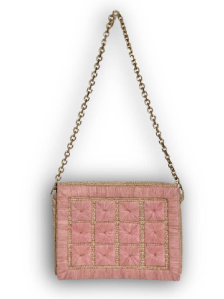 Juliette rose raffia chain bag for wholesale by Sanabay