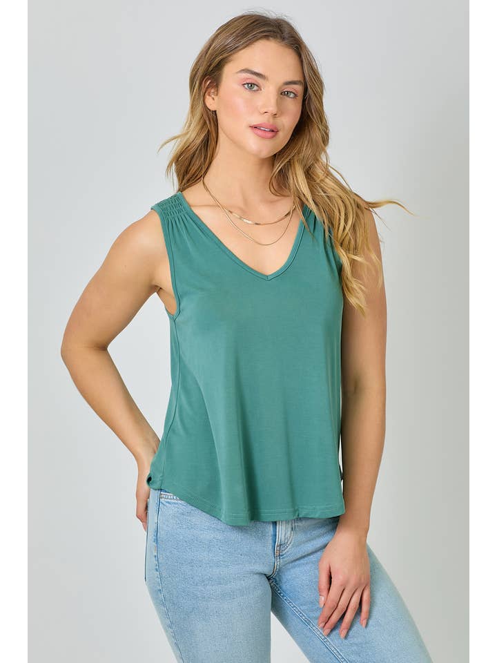 Mystree - Venta al por mayor Camiseta sin mangas - Mujer - 61036 Camiseta de Tirantes con Hombros Fruncidos de Cupro Modal23