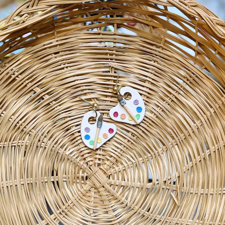 Kaleidoclay - Wholesale Dangle Earrings - paint palette dangles