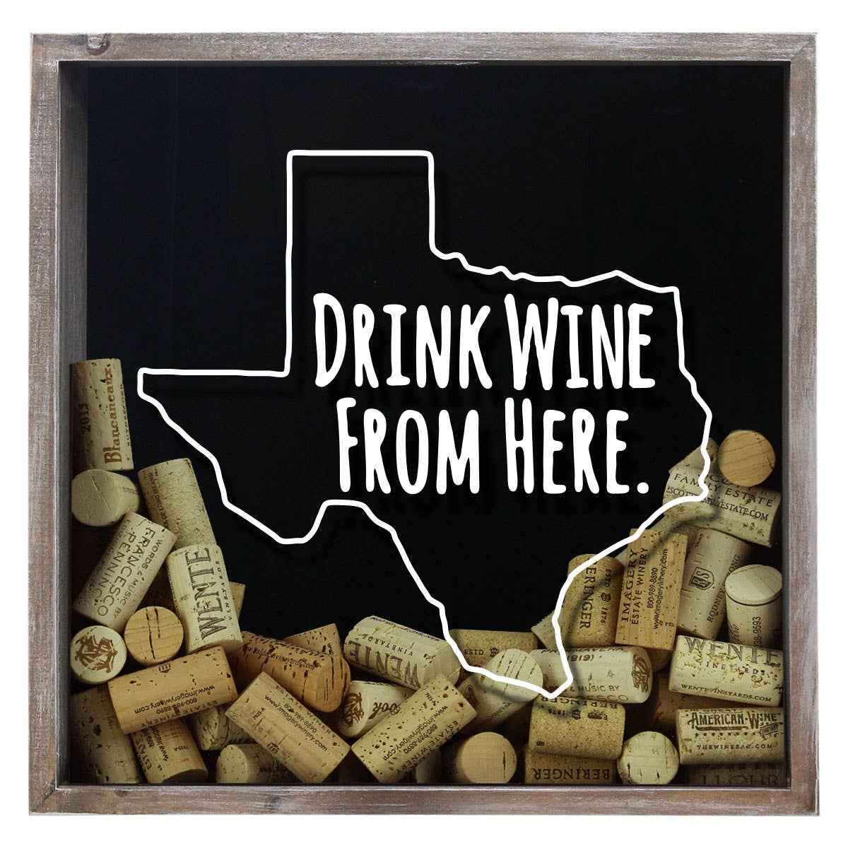 Torched Products - Wholesale Sign - Drink Wine From Here Beer Cap Shadow Box - Farmhouse Antique41