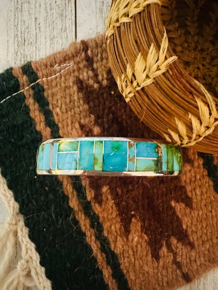 Navajo Sonoran Mountain Turkos & Armband i Sterling Silver med Inläggningar för wholesale av Nizhonitradersllc