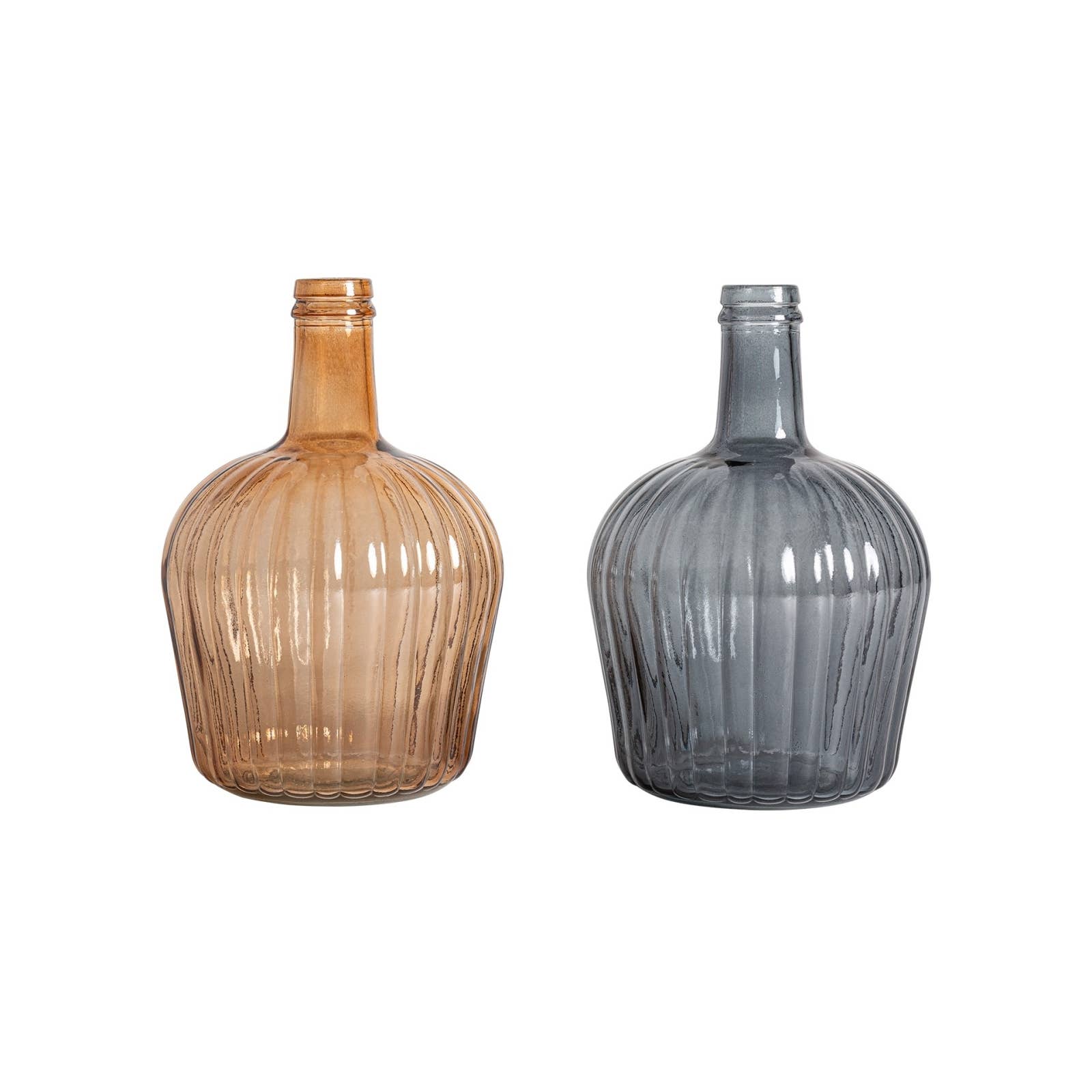 B&B - Vendita all'ingrosso Vasi - Set di 2 bottiglie assortite in vetro, colore nero, 20x20x30 cm0