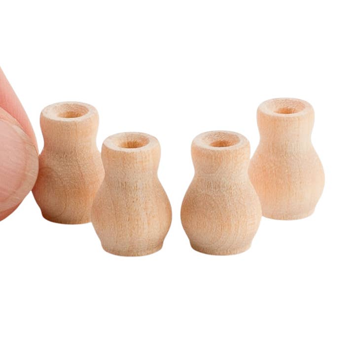 Paquete de 4 jarrones en miniatura de madera sin terminar de 5/8" - Fabricado en EE. UU. para venta al por mayor de Factory Direct Craft