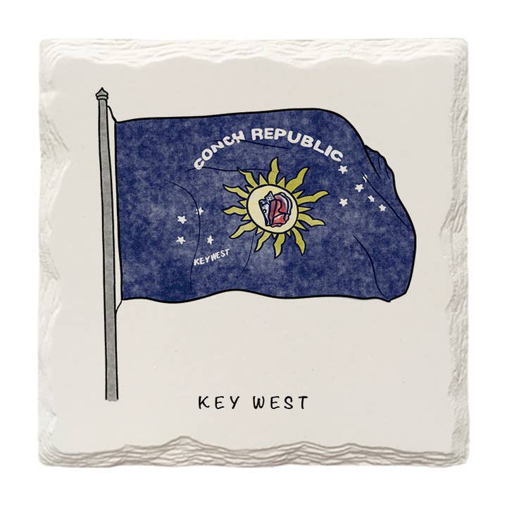 Conch Republic Flag, Florida | Hand-Drawn | Drink Coaster for wholesale by The Doodle Brand