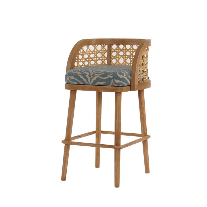 Oakwood Counter Stool with Woven Cane Back – Natural Finish for wholesale by Indriya Home