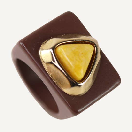 Grandes bagues brunes pour femmes avec pierre du Kenya pour la vente par ÉMOLO