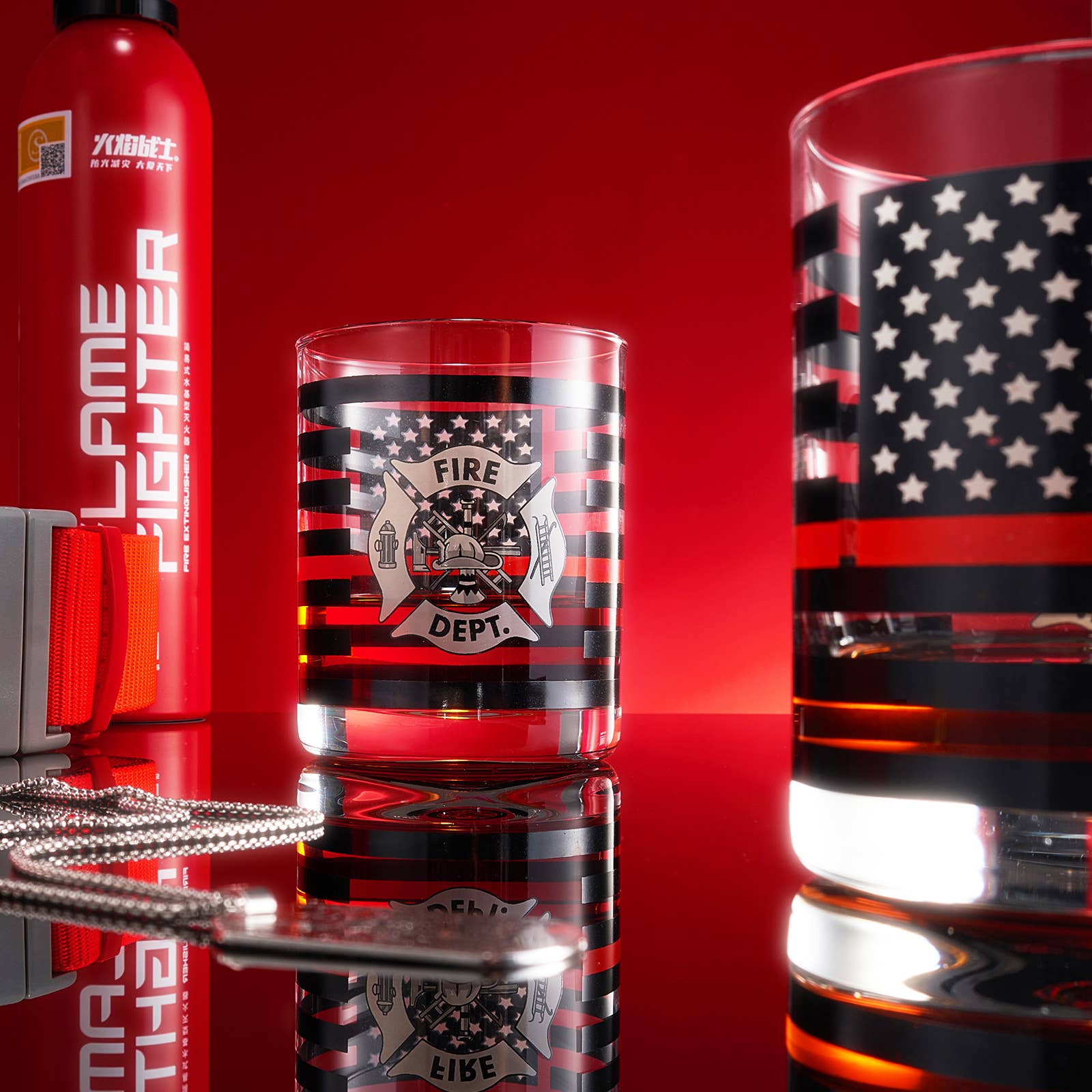 The Wine Savant /  Khen Glassware - Wholesale Cocktail/Liquor Glass - Firefighter Whiskey Glasses | Set of 2 | 12 OZ1