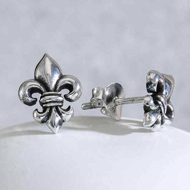 Nina Designs - Wholesale Stud/Post Earrings - Sterling Silver Fleur De Lys Post Earrings 11x8mm0