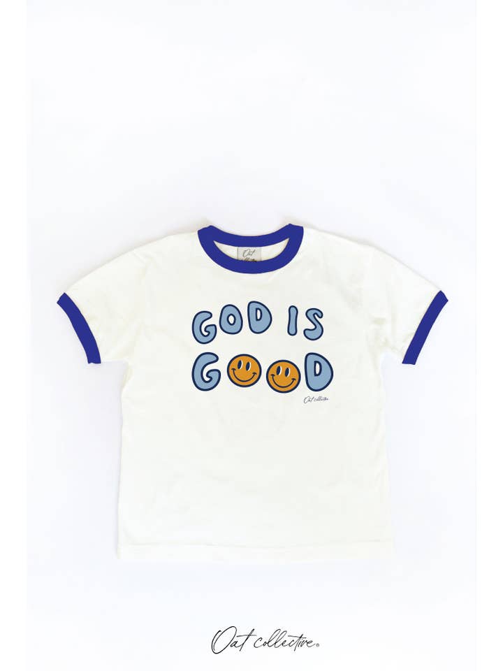 OAT COLLECTIVE - Wholesale Screen Printed T-Shirt - Kids - GOD IS GOOD Toddler Ringer Graphic Top2