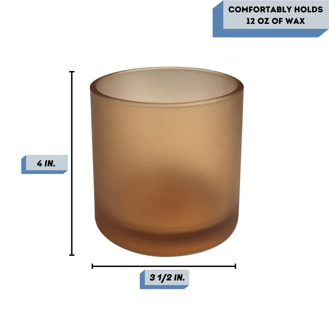 General Wax - Candle Making Supplies - Wholesale Candle Holder - 14 oz Havana Frosted Champagne - Candle Making Glass1