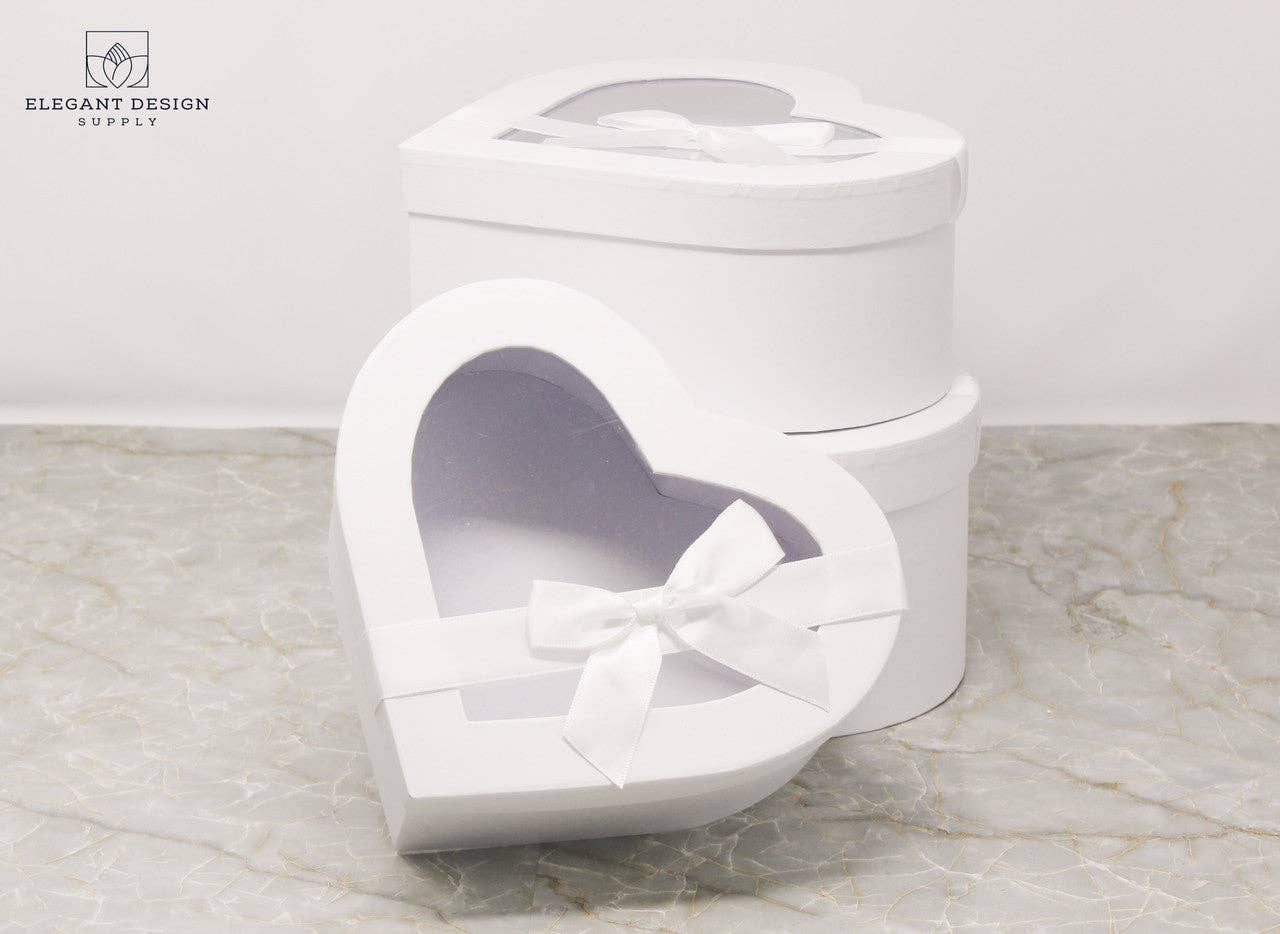 Elegant Design Supply - Wholesale Gift Box - Heart Shape box with Ribbon and Clear Lid12