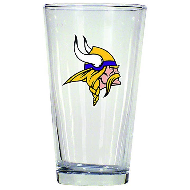 16oz Pint Glass w/Color Logo, Minnesota Vikings for wholesale by The Memory Company