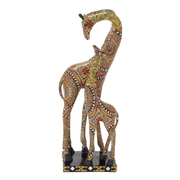 A-20716: POLYSTONE DOBBELT GIRAFFE 6"B, 16"H for engroshandel hos Import Corner