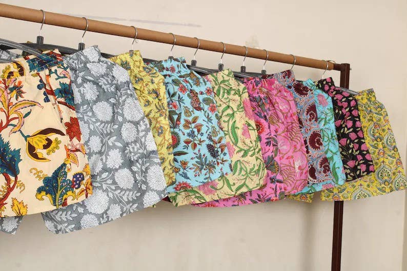 bhavnas boutique - Wholesale Shorts - Women's - 5 Pcs Lot Handmade Cotton Printed Shorts For Summer Wear1