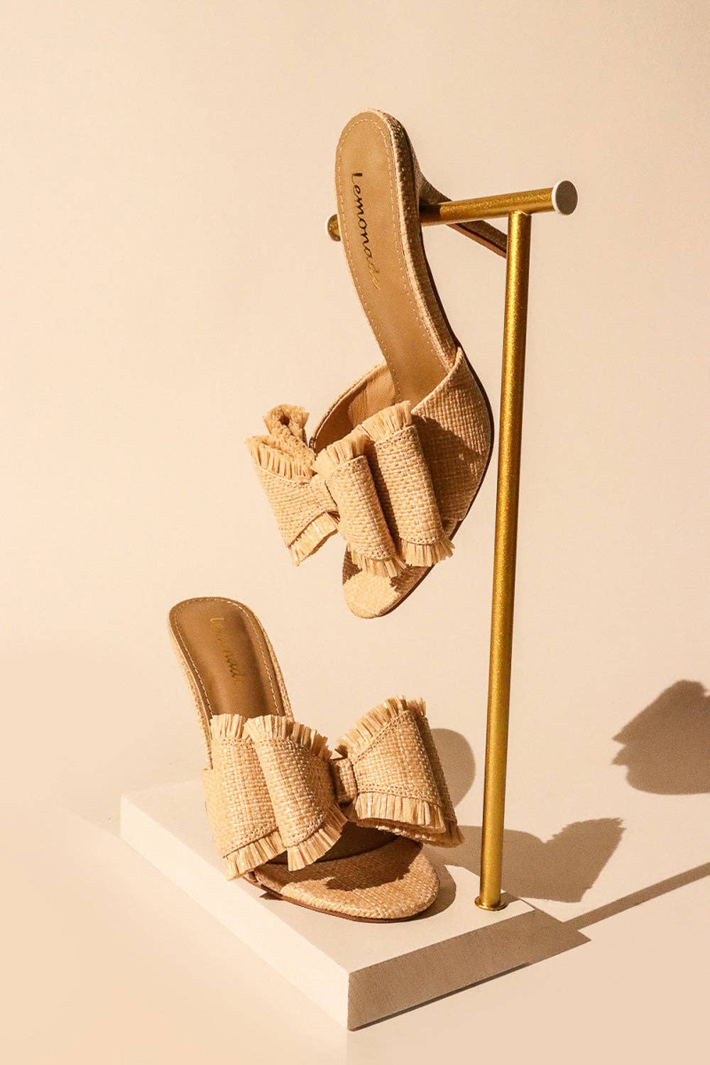 Lemonade Shoes - Wholesale High Heels - Women's - BEACH HOUSE - Raffia Bow Mules, Woven Finish, Stiletto Heel17