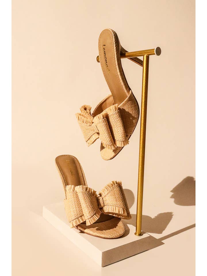 Lemonade Shoes - Wholesale High Heels - Women's - BEACH HOUSE - Raffia Bow Mules, Woven Finish, Stiletto Heel17