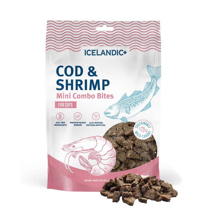 Cod & Shrimp Mini Combo Bites Treats for Cats for wholesale by Icelandic+