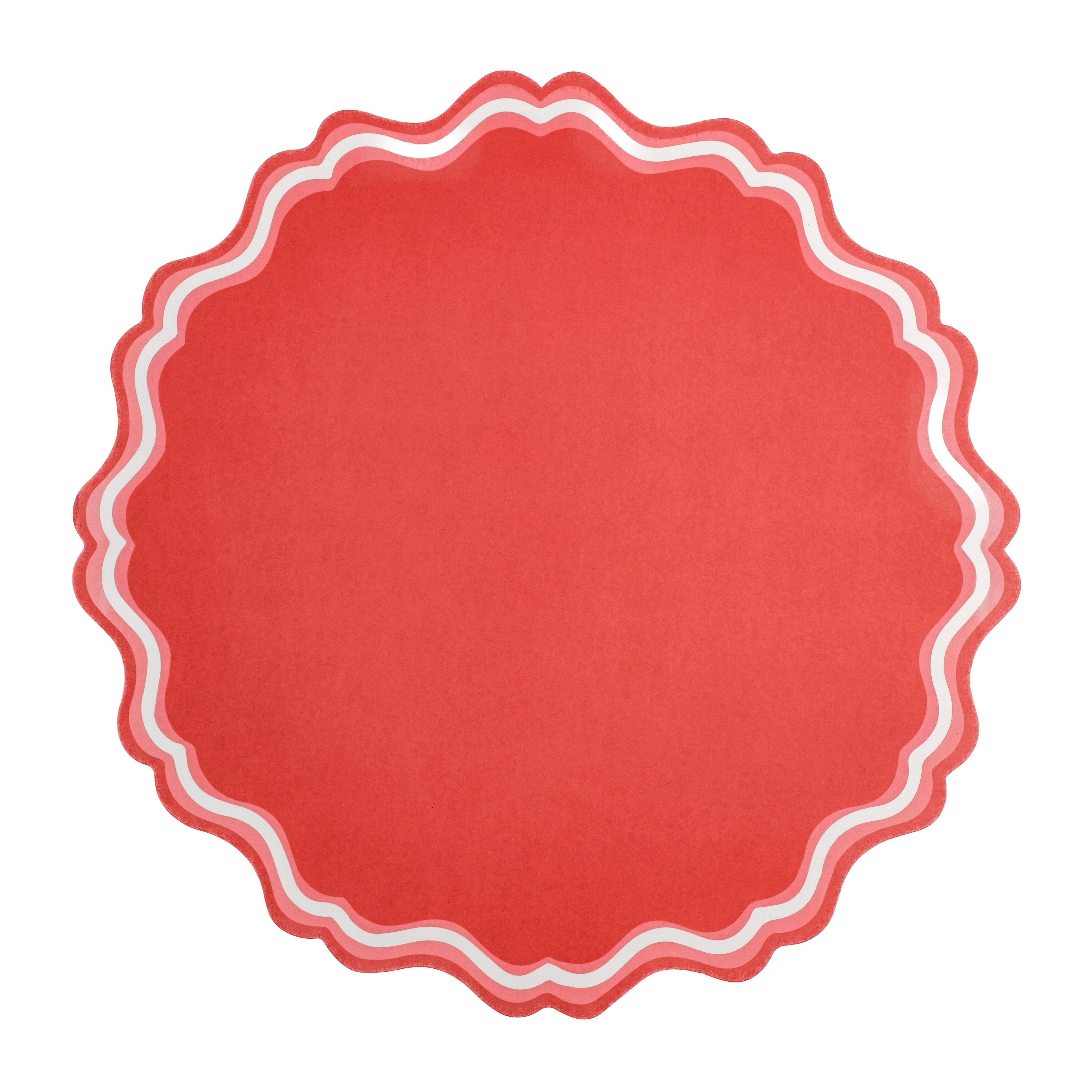 Gatherings by Curated Paperie - Wholesale Disposable Placemat - MCL23-PL2- Bright Red Fancy Scallop Paper Placemats0
