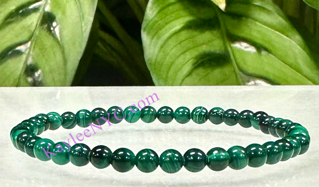 KayleeNYC - Wholesale Beaded Bracelet - Natural Malachite 4mm 7.5” Crystal Bracelet3