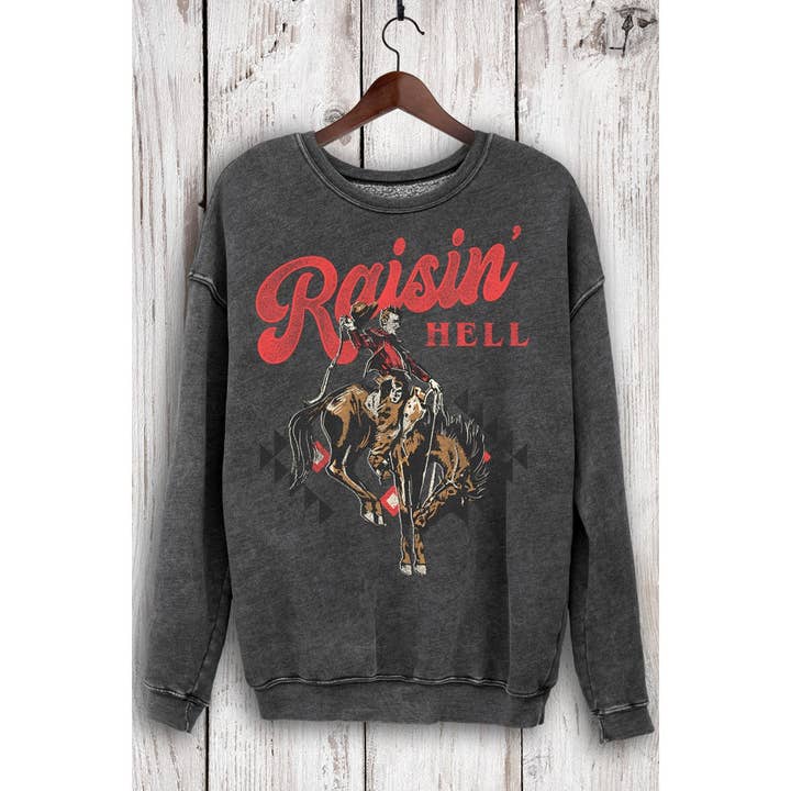 HRTandLUV - Wholesale Graphic Sweatshirt - Women's - RAISIN HELL MINERAL SWEATSHIRTS