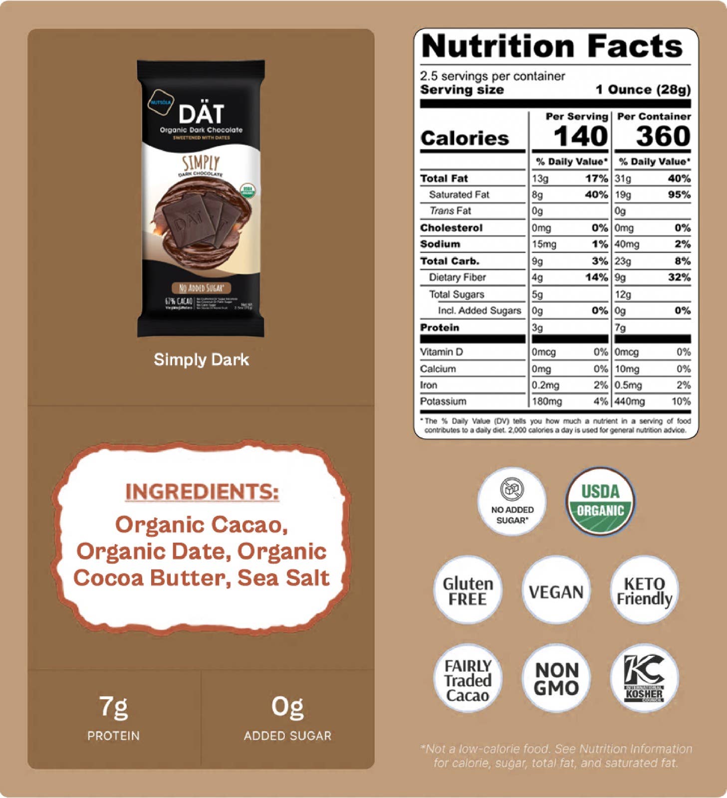 NUTSÓLA - Wholesale Chocolate Bar - Simply Dark Chocolate2