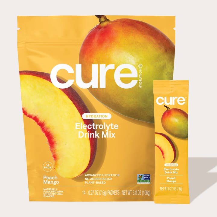 Hydrating Electrolyte Drink Mix Peach Mango 14ct for wholesale by Cure Hydration