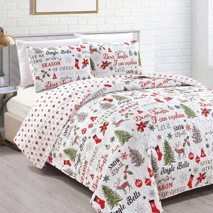 Holiday 3 Piece Quilt Set - Carol Collection for wholesale on Faire3