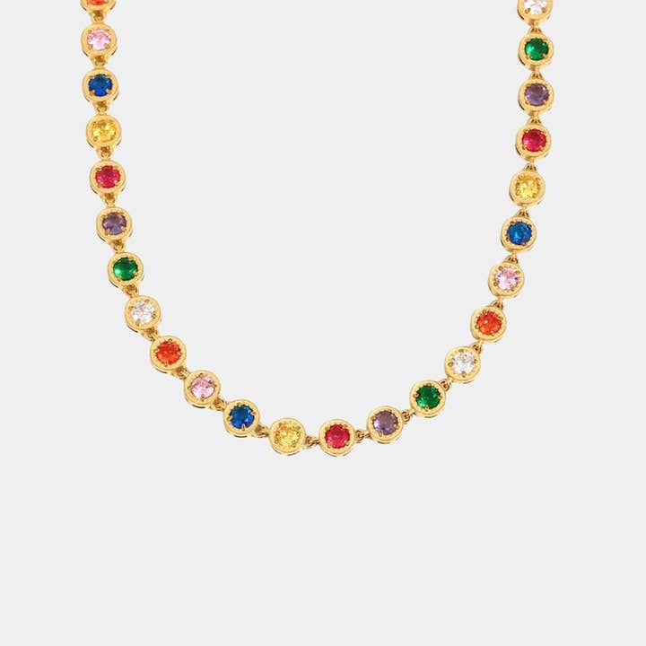 Regenbogenkristalle Choker-Halskette - Gold für den Großhandel von Omen Bazaar LLC