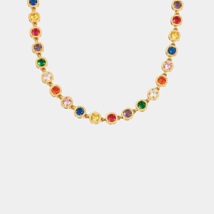 Regnbuekrystaller Choker Halskæde - Guld for engroshandel hos Omen Bazaar LLC