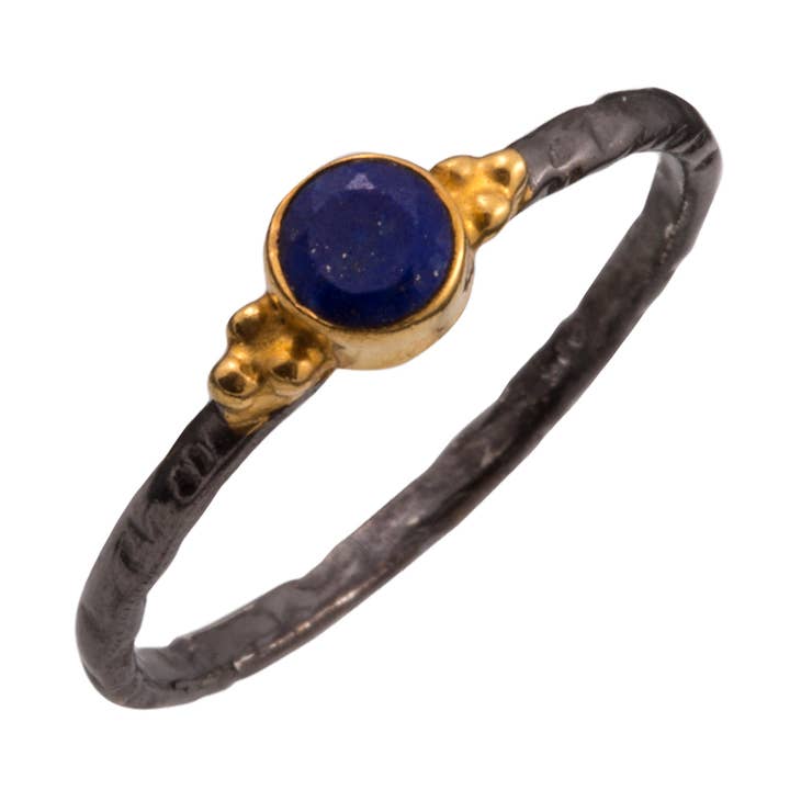 Saraswati Imports - Wholesale Single Stone/Solitaire Ring - Spot of Light Lapis Band Ring0