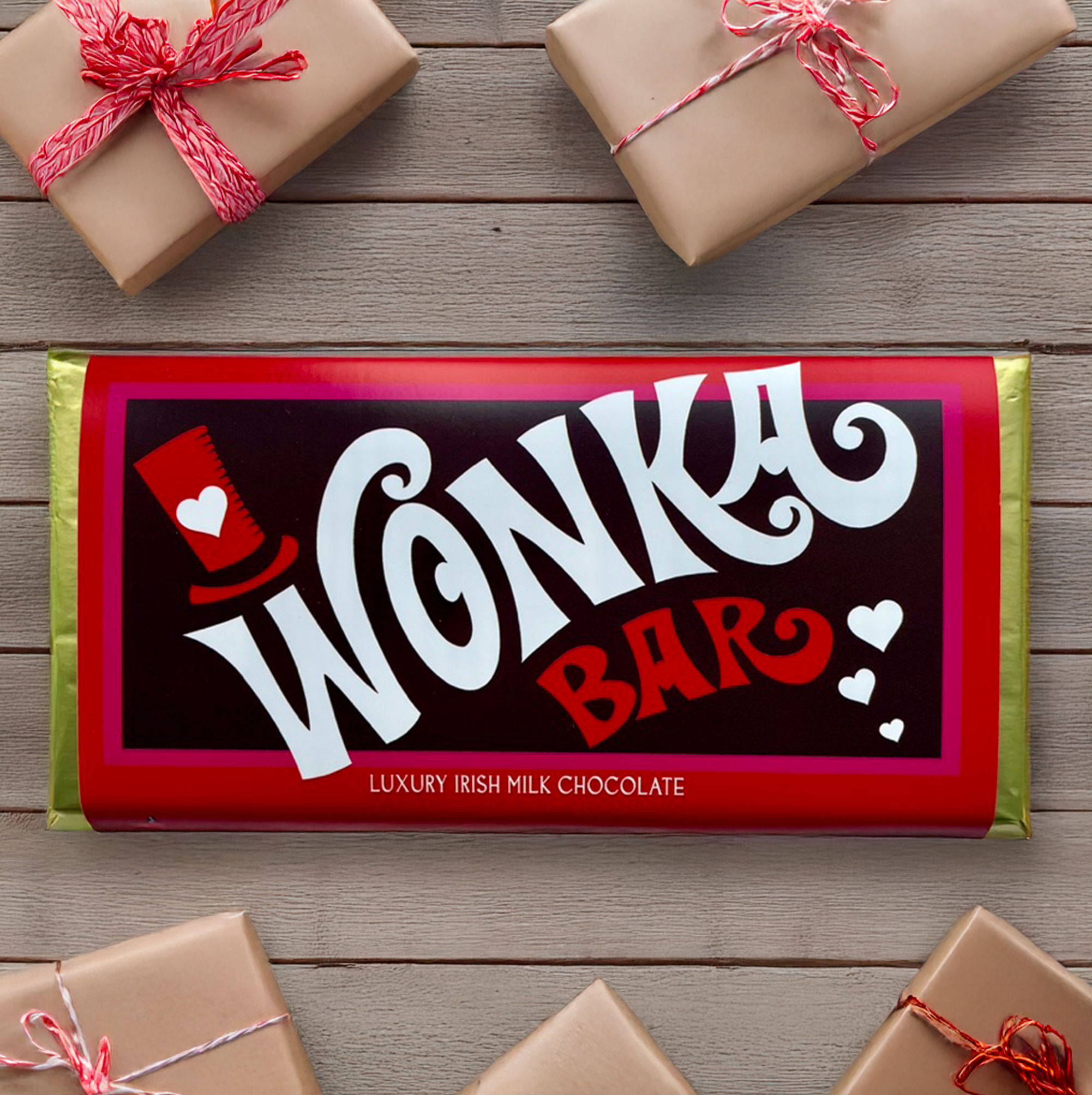 Sweet Living Kilkenny - Wholesale Chocolate Bar -  "Will you be my Valentine" -Golden Ticket Wonka Bar1