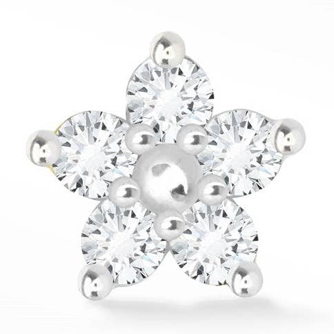 Diamant Boucle d'oreille à dos plat en diamant, petite renoncule, blanc 14 carats en vente sur Faire0