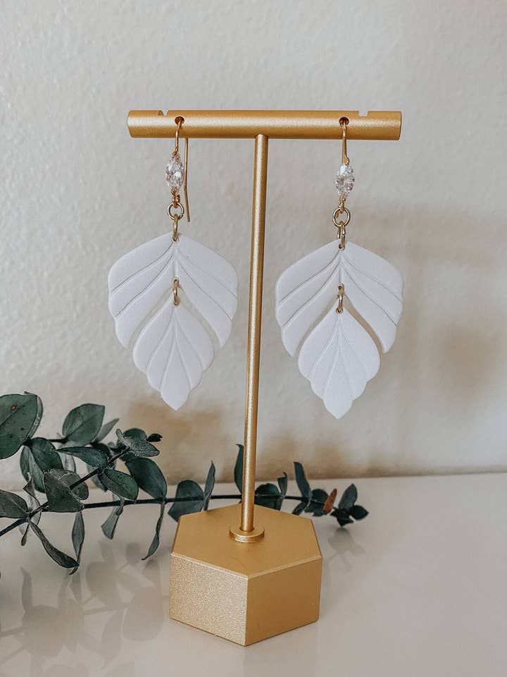 Iris Earrings - Statement Wedding Jewelry for wholesale by Clay & Fern Co.