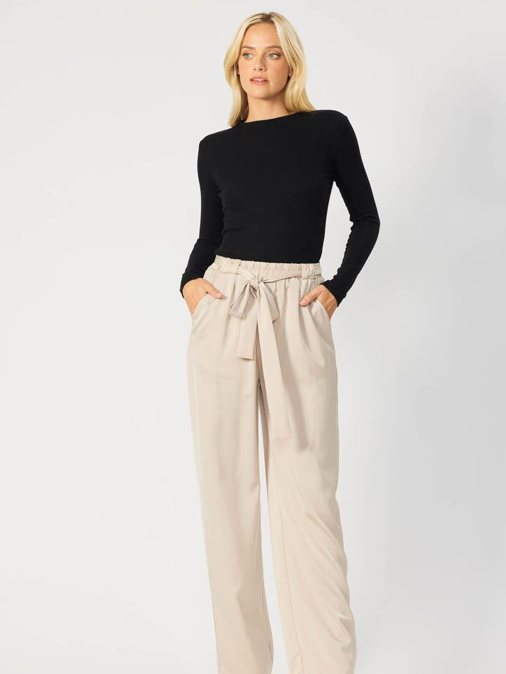 FSL Apparel - Wholesale Pants - Women's - IP7082 - SATIN TROUSER FEATURING BELT AMD ELASTIC WAIST BAND5