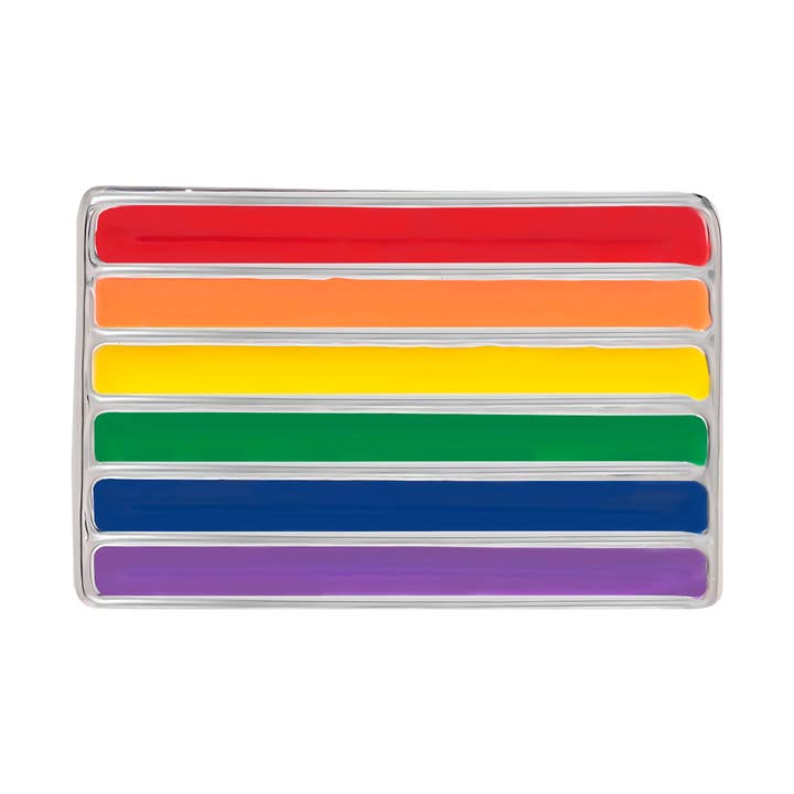 Rectangle Rainbow Flag Pins for wholesale by The Awareness Company