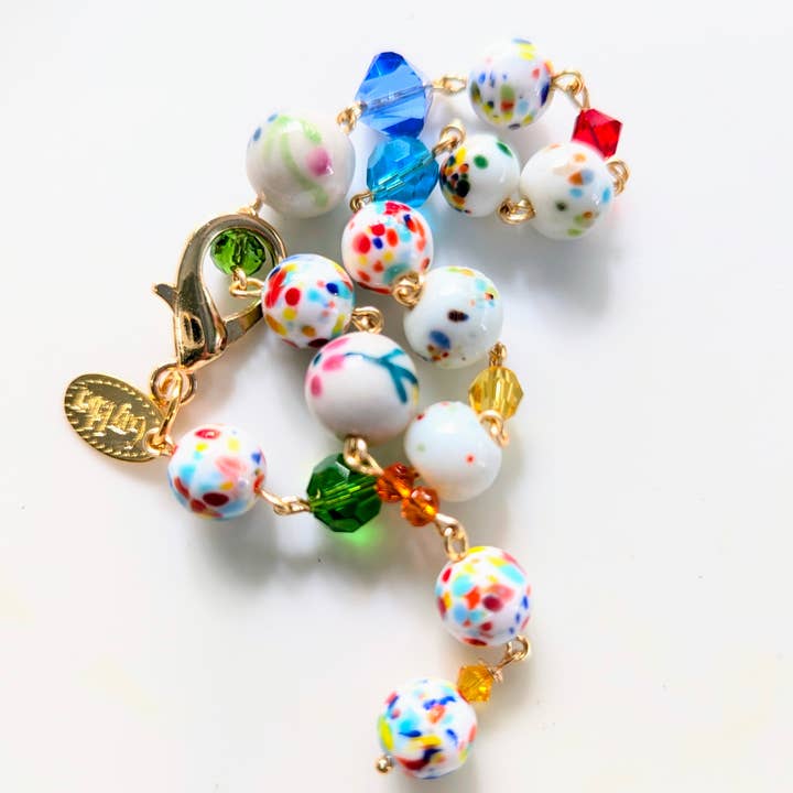 Gay Isber Designs - Wholesale Beaded Bracelet - Hand linked Rainbow Colorful Dot Porcelain Bead Bracelet with crystals - Classic and Timeless Design by Award-Winning Artist Sugar Gay Isber (Copy)7