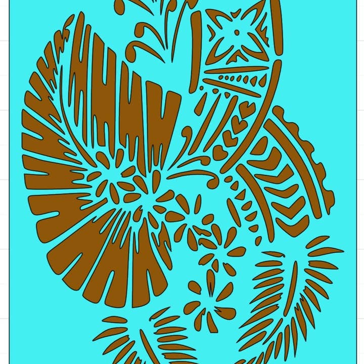 Polynesisk Large Leaf Stencil for engroshandel hos Belle Stencils