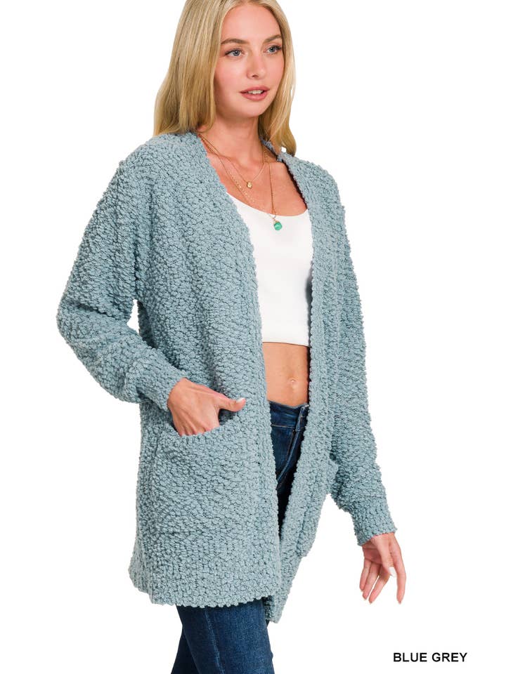 Vanilla Monkey - Wholesale Cardigan - Women's - Long Sleeve Popcorn Sweater Cardigan With Pockets