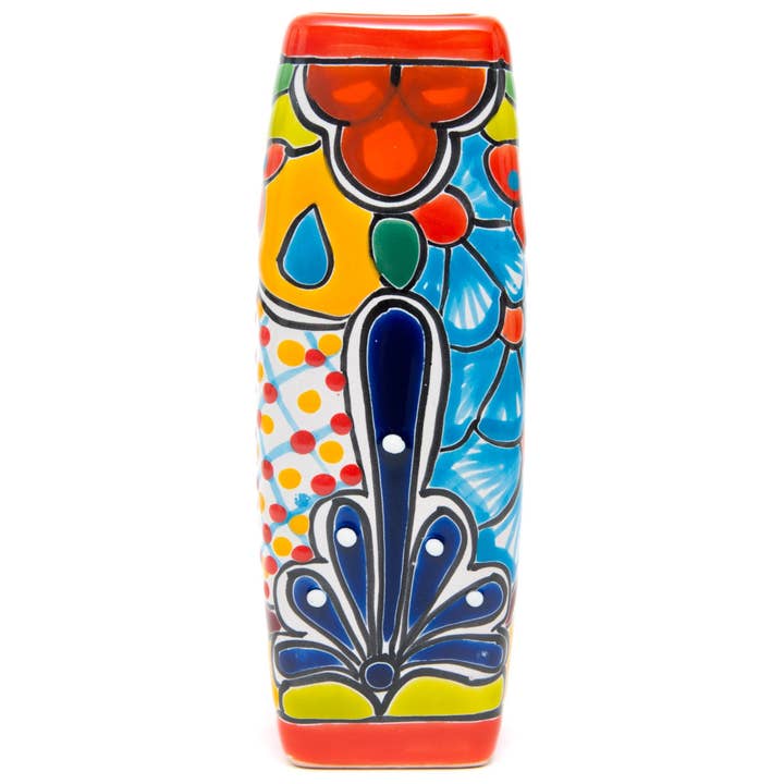 Enchanted Talavera - Wholesale Vase - Talavera Handmade Ceramic Small Flower Vase - Red