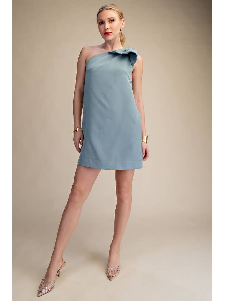 Glam - Wholesale Dress - Women's - Bow One Shoulder Mini Dress12