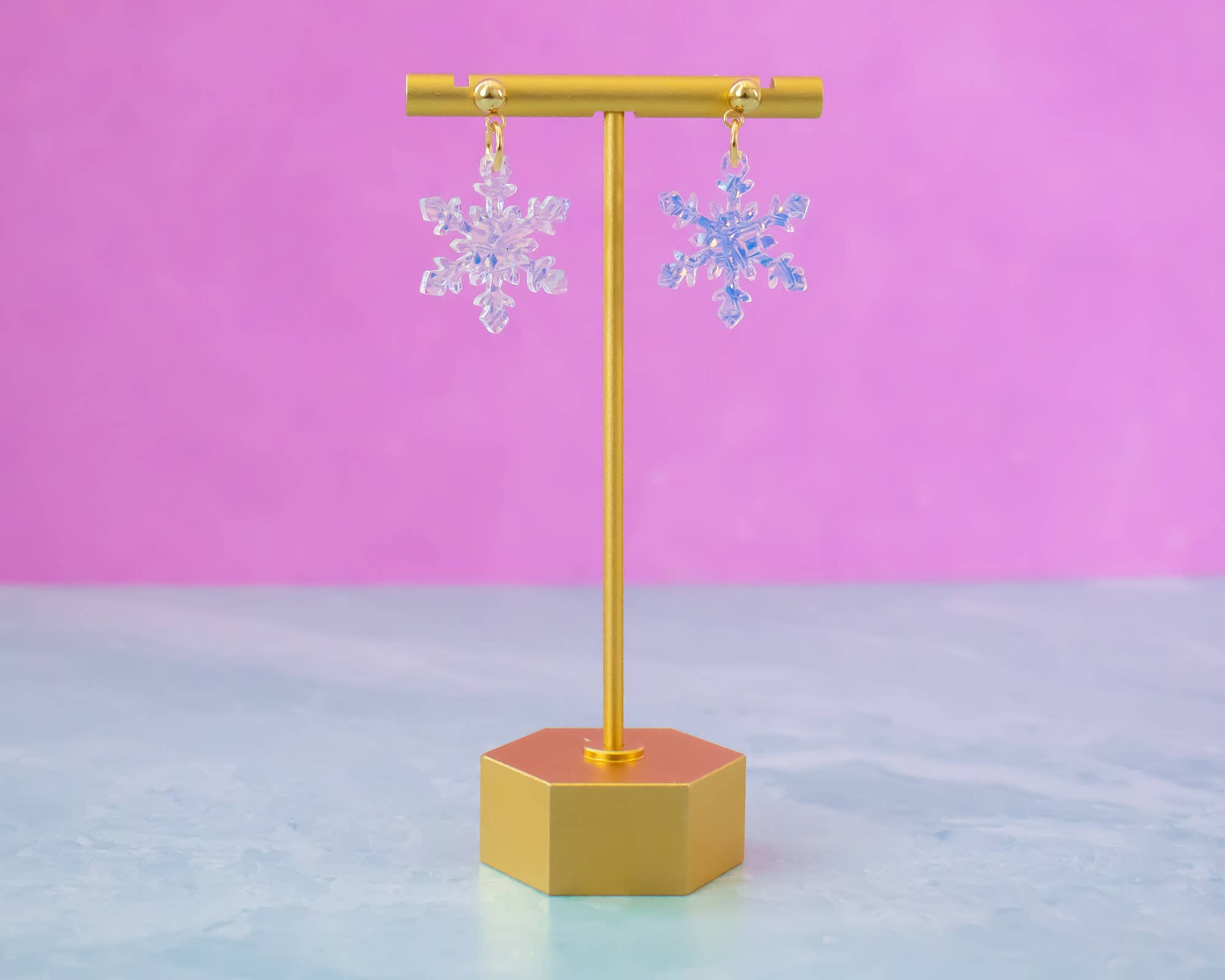 Momenti di Vita - Wholesale Dangle Earrings - Small Snowflake Earrings, Holographic Winter Holiday Jewelry2